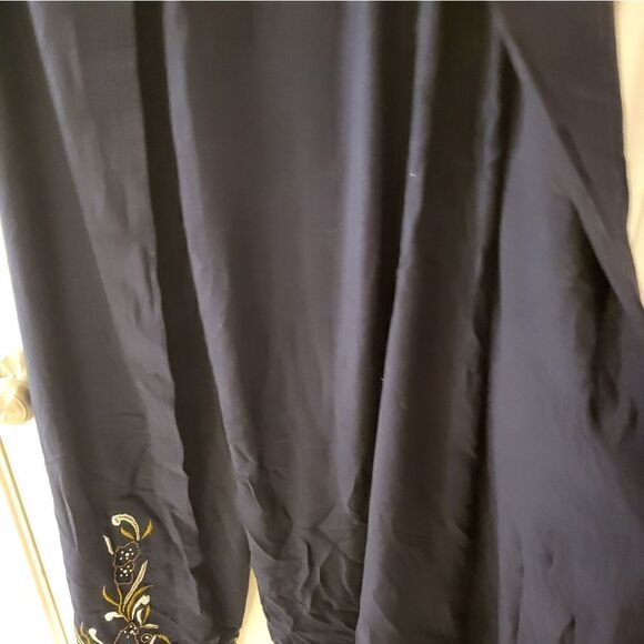 Soft Surroundings Navy Blue Embroidered Wrap Pants Wide Leg Palazzo,… - Picture 5 of 9